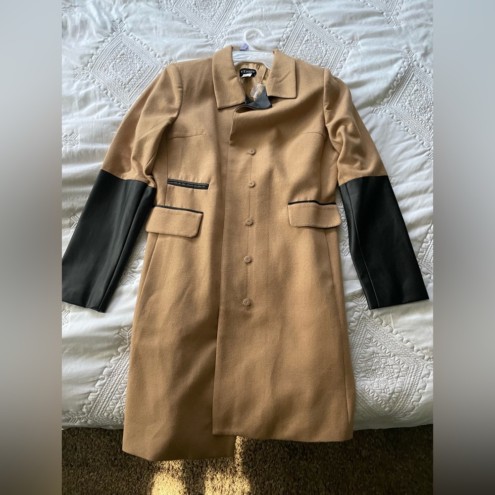 Venus brand peacoat. Silky interior with black faux leather accents. Size 12